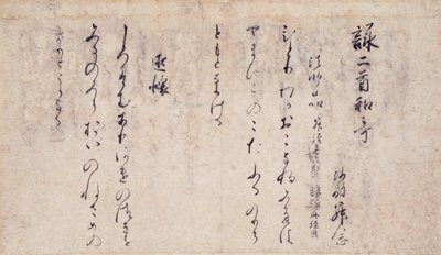Part of the Poems on the Chapters of the Lotus Sutra collection of exemplary poets and calligraphy of the late Heian period by Unbekannt Unbekannt